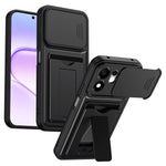 For Honor 600 Smart 5G / X7e Plus 5G etui linsebeskyttelse kickstand PC + TPU telefoncover med kortholder