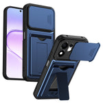 For Honor 600 Smart 5G / X7e Plus 5G etui linsebeskyttelse kickstand PC + TPU telefoncover med kortholder
