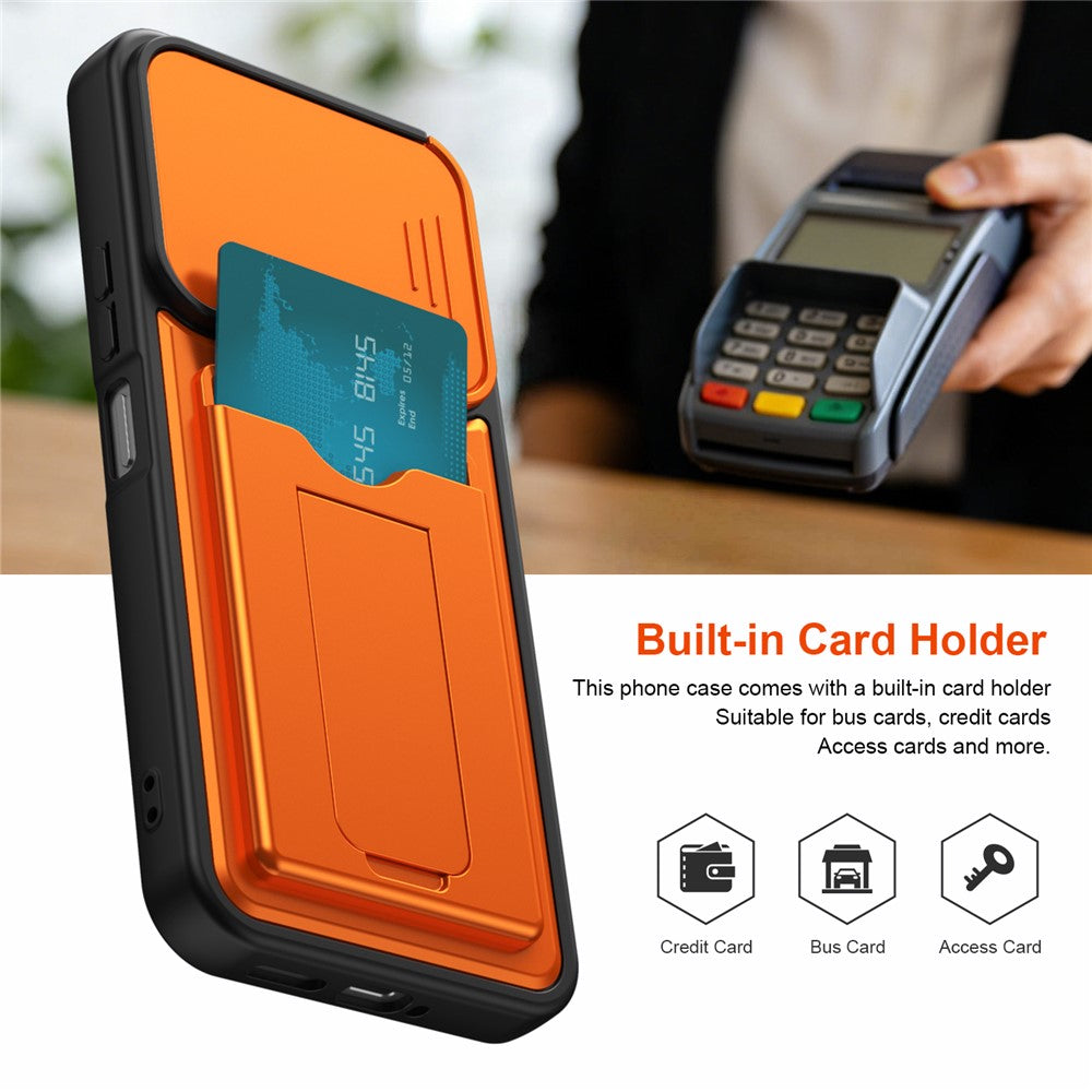Xiaomi Redmi 17 4G / 5G-skal, linsskydd, stativ, PC + TPU-mobilskal med korthållare