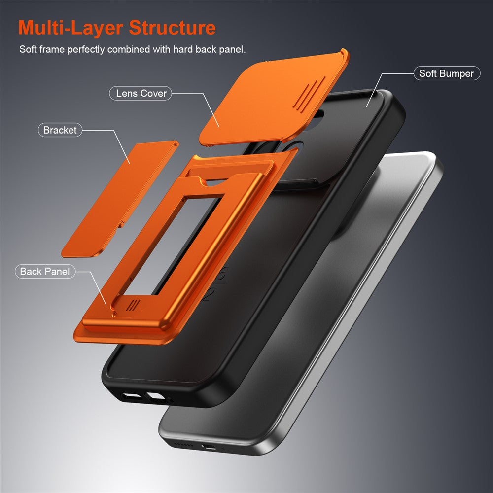 Xiaomi Redmi 17 4G / 5G-skal, linsskydd, stativ, PC + TPU-mobilskal med korthållare