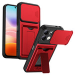 Xiaomi Redmi 17 4G / 5G-skal, linsskydd, stativ, PC + TPU-mobilskal med korthållare