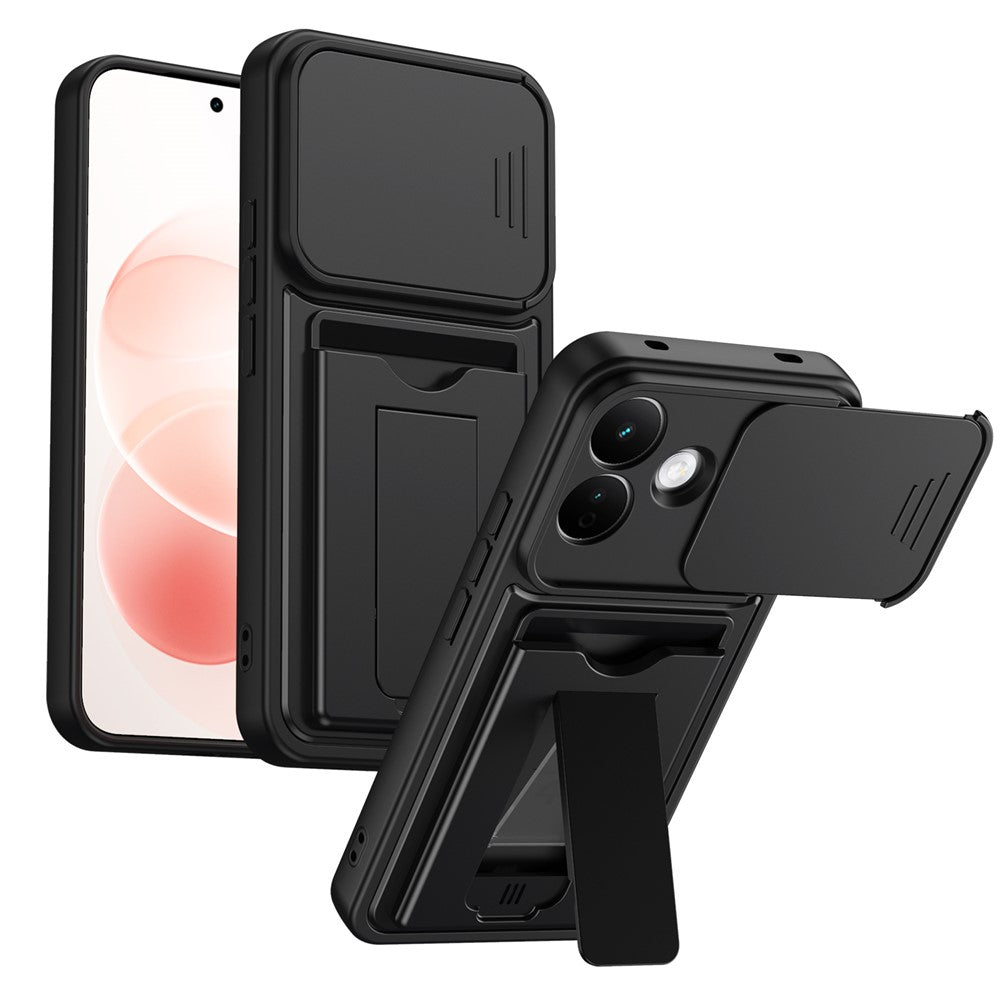 For Xiaomi Redmi Note 17 Pro 5G Case Lens Protection Kickstand PC + TPU Phone Cover with Card Holder