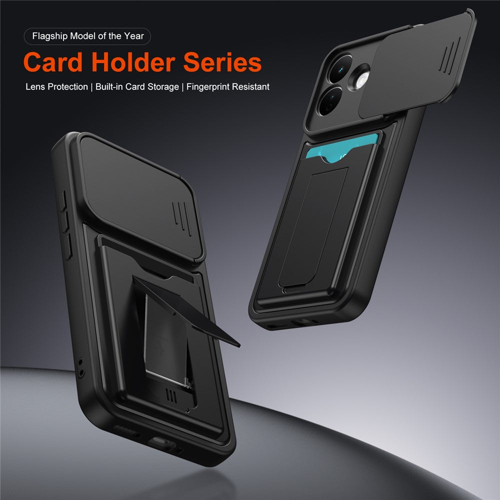 For Xiaomi Redmi Note 17 Pro 5G Case Lens Protection Kickstand PC + TPU Phone Cover with Card Holder