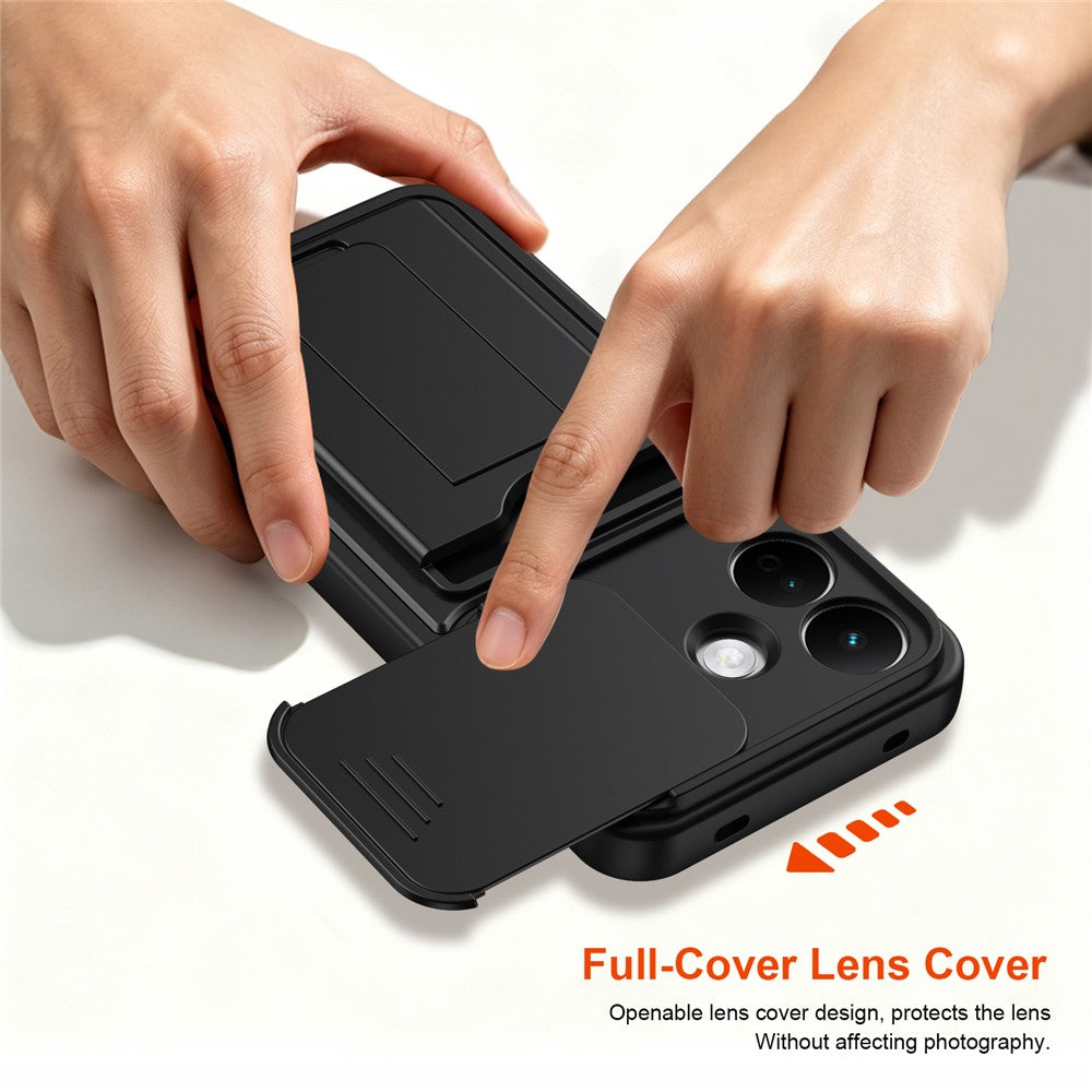 For Xiaomi Redmi Note 17 Pro 5G Case Lens Protection Kickstand PC + TPU Phone Cover with Card Holder
