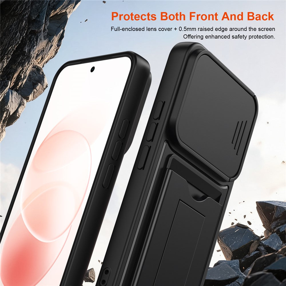 For Xiaomi Redmi Note 17 Pro 5G Case Lens Protection Kickstand PC + TPU Phone Cover with Card Holder
