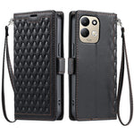 For Xiaomi Redmi 17 5G  /  17 4G Leather Case Rhombus Texture Wallet Stand Phone Cover with Wrist Strap