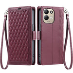 For Xiaomi Redmi 17 5G  /  17 4G Leather Case Rhombus Texture Wallet Stand Phone Cover with Wrist Strap