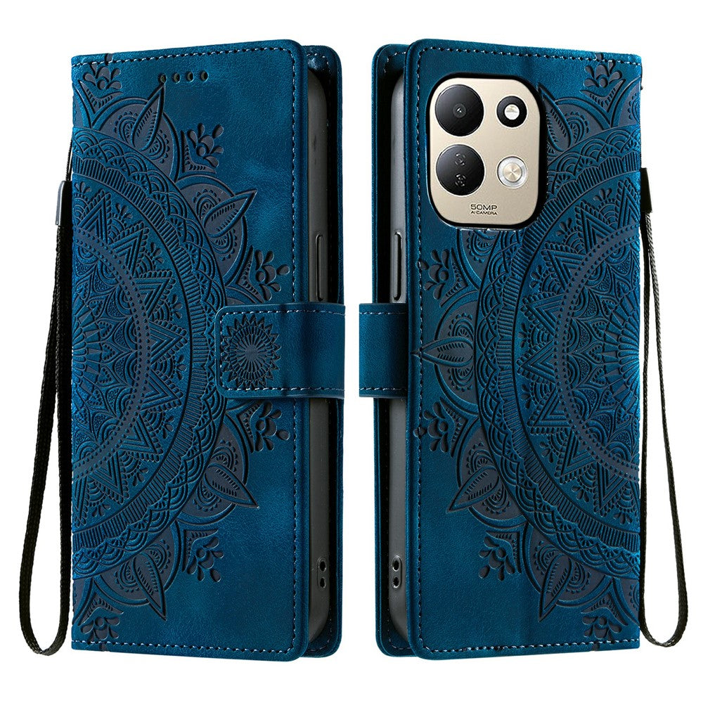 For Xiaomi Redmi 17 5G  /  17 4G Case Imprinted Totem Skin Feel Wallet Leather Phone Cover with Hand Strap