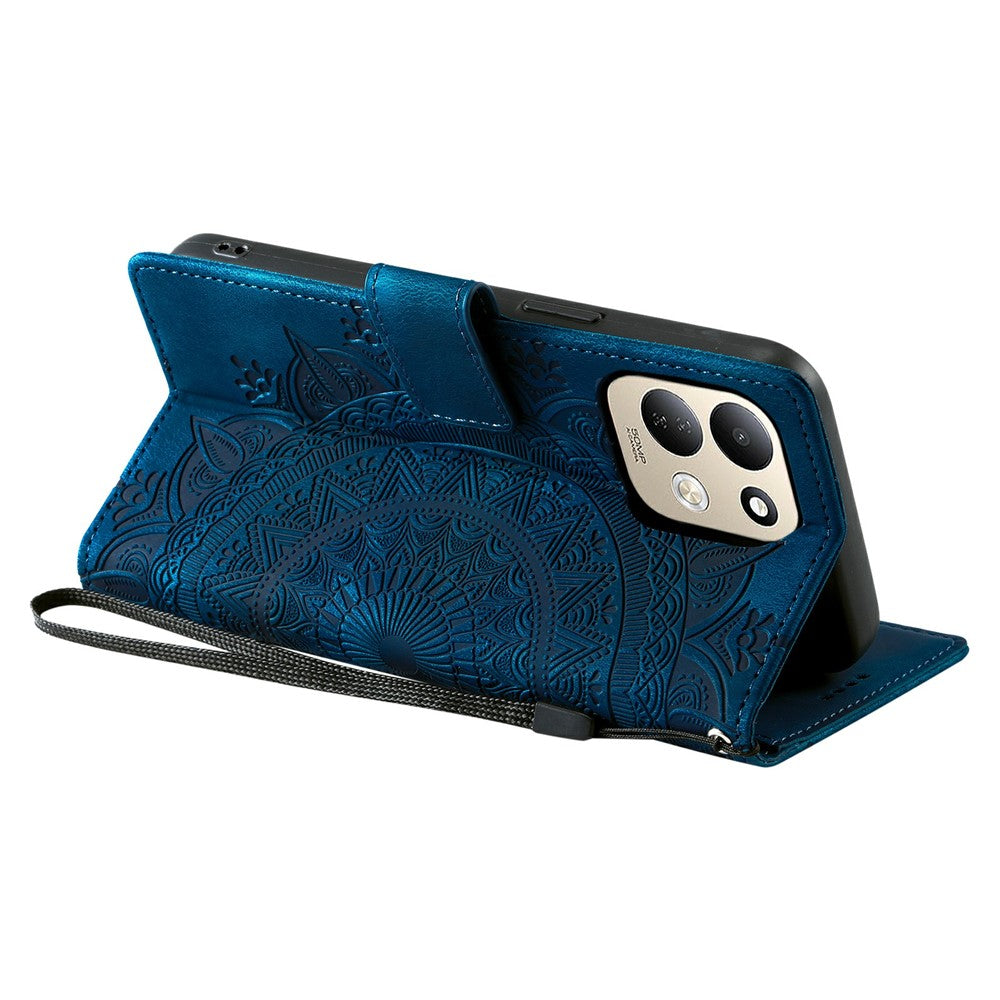For Xiaomi Redmi 17 5G  /  17 4G Case Imprinted Totem Skin Feel Wallet Leather Phone Cover with Hand Strap