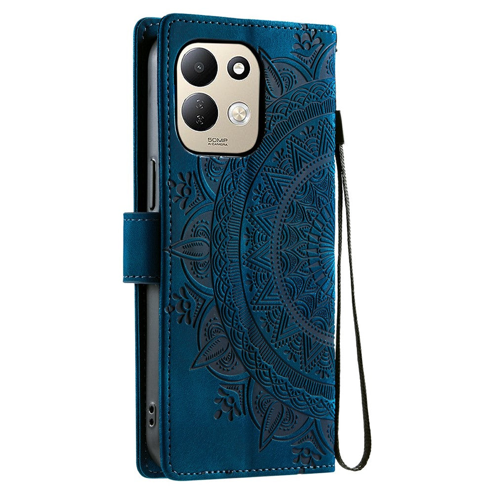 For Xiaomi Redmi 17 5G  /  17 4G Case Imprinted Totem Skin Feel Wallet Leather Phone Cover with Hand Strap
