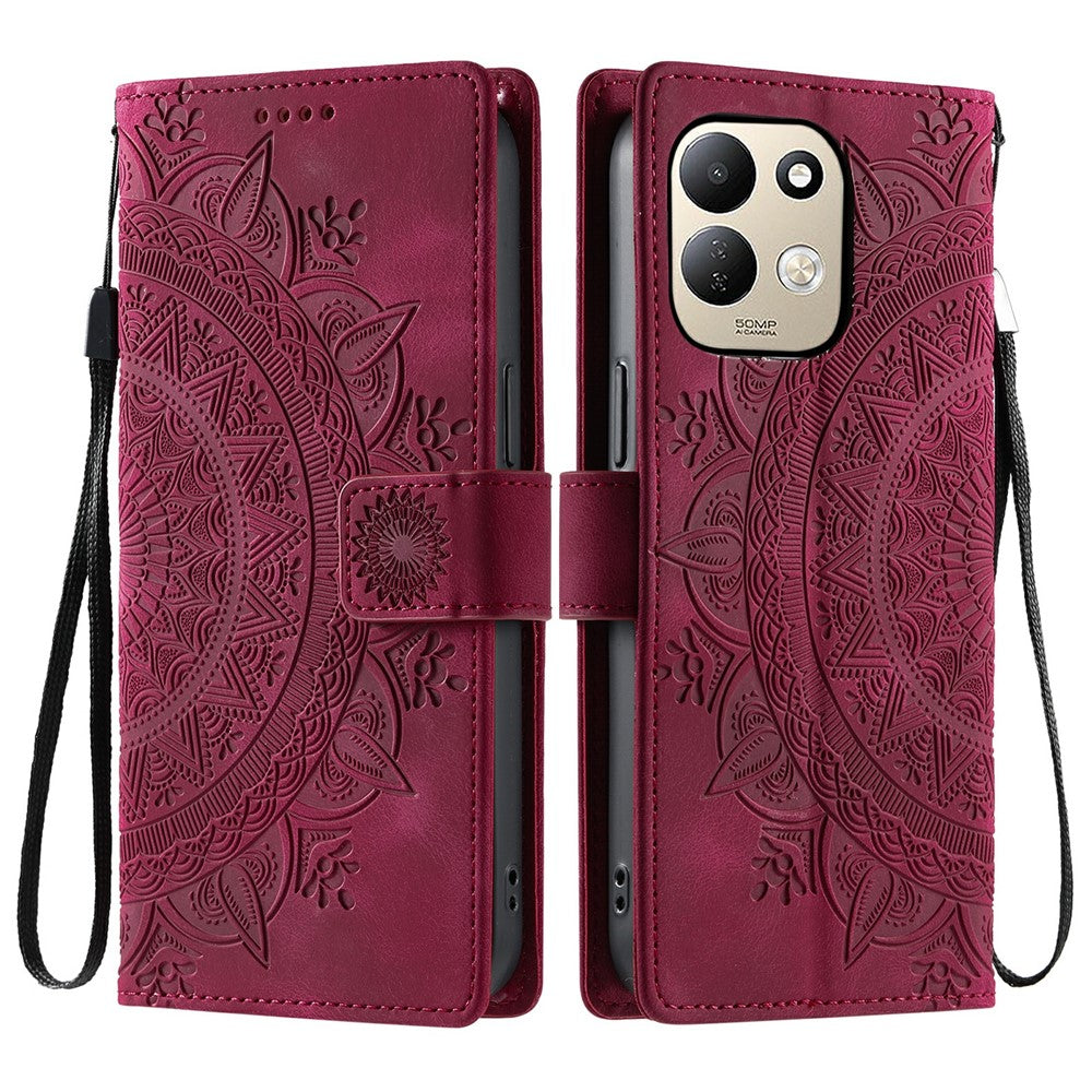 For Xiaomi Redmi 17 5G  /  17 4G Case Imprinted Totem Skin Feel Wallet Leather Phone Cover with Hand Strap