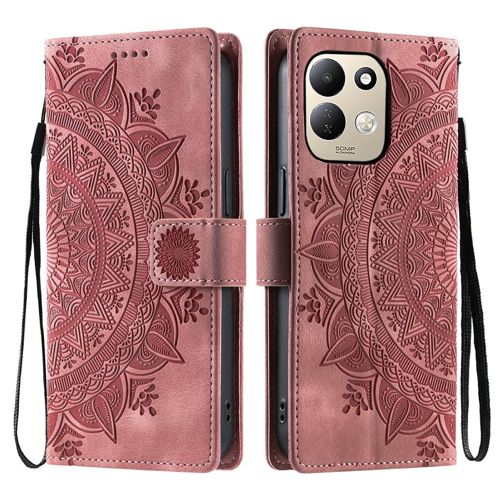 For Xiaomi Redmi 17 5G  /  17 4G Case Imprinted Totem Skin Feel Wallet Leather Phone Cover with Hand Strap