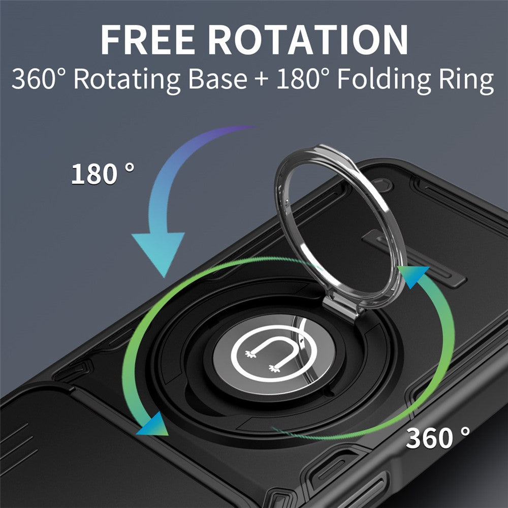 For Xiaomi Redmi 17 4G / 5G Case with Slide Camera Cover Ring Kickstand PC + TPU Phone Shell