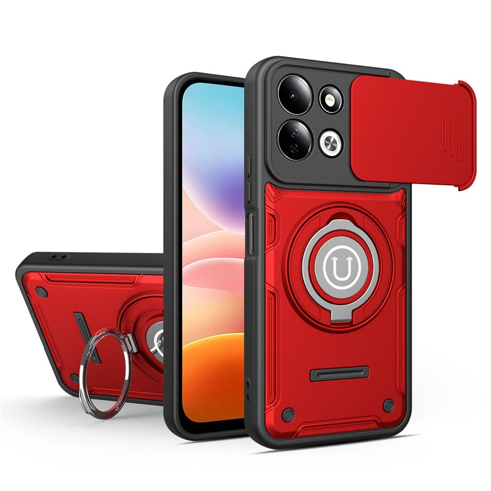 For Xiaomi Redmi 17 4G / 5G Case with Slide Camera Cover Ring Kickstand PC + TPU Phone Shell