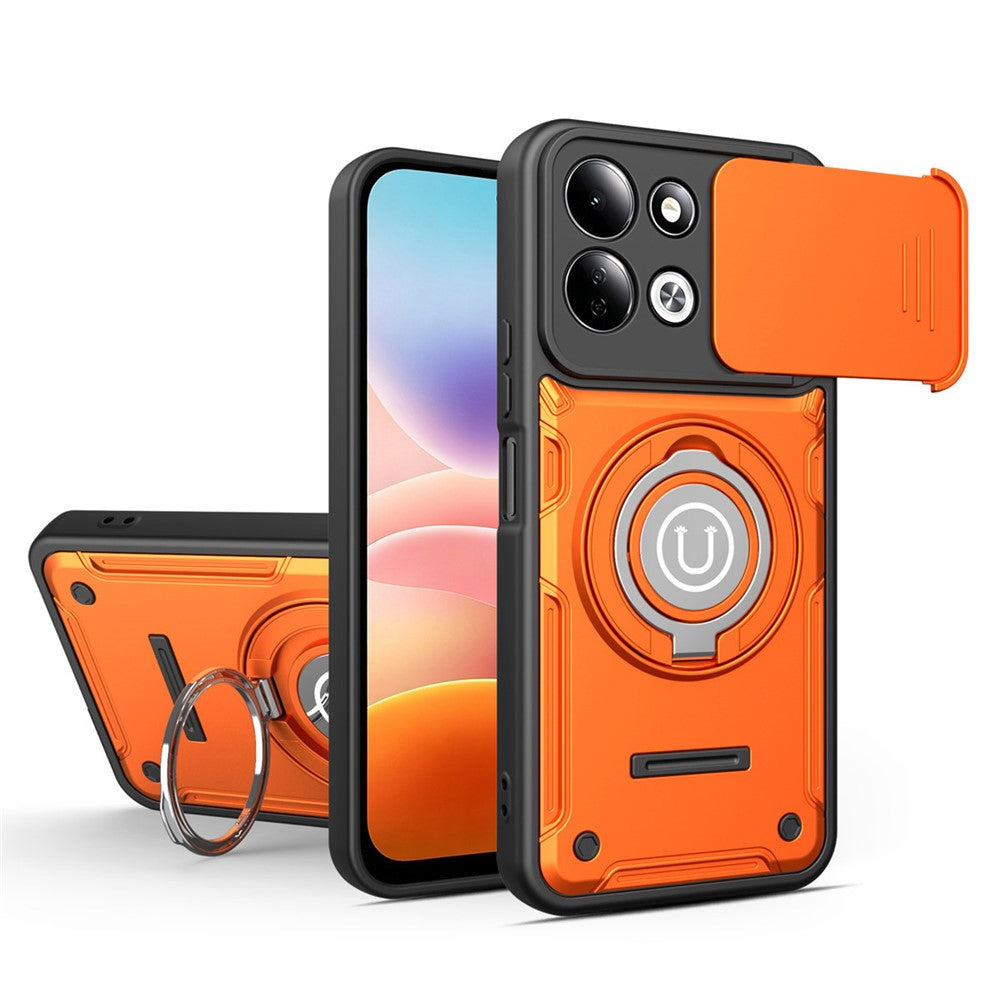 For Xiaomi Redmi 17 4G / 5G Case with Slide Camera Cover Ring Kickstand PC + TPU Phone Shell