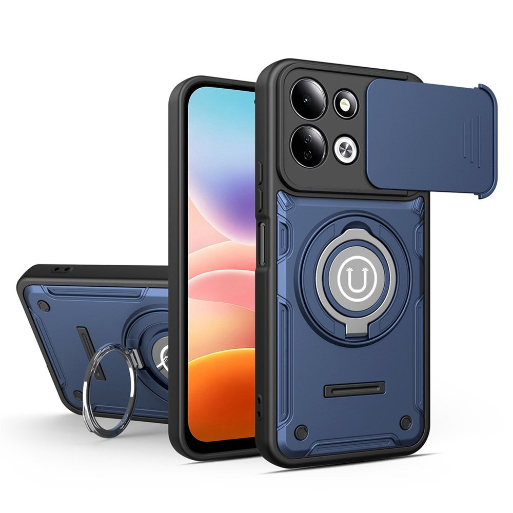 For Xiaomi Redmi 17 4G / 5G Case with Slide Camera Cover Ring Kickstand PC + TPU Phone Shell