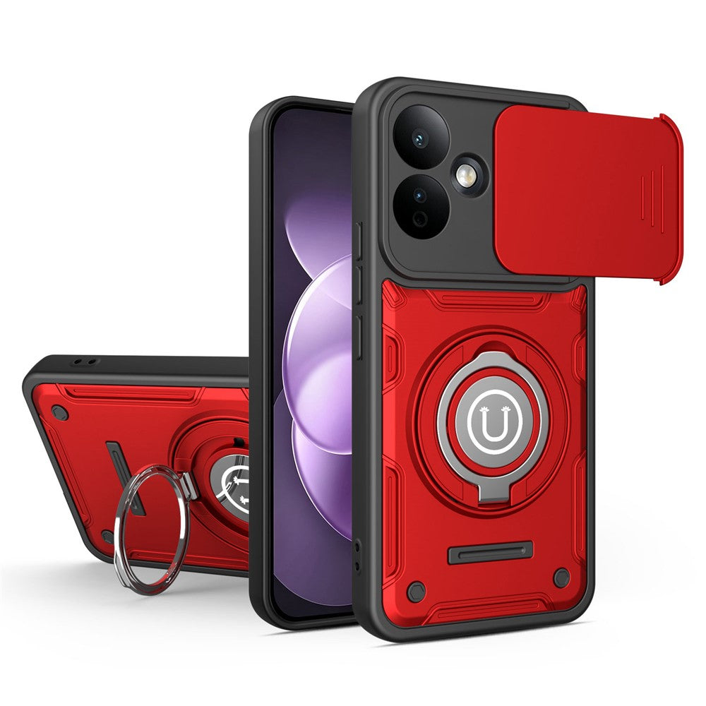 For Xiaomi Redmi Note 17 Pro 5G Case with Slide Camera Cover Ring Kickstand PC + TPU Phone Shell
