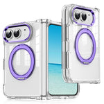 For iPhone Fold Case Rotating Magnetic Kickstand PC + TPU Four-Corner Air Cushion Drop Protection Phone Cover