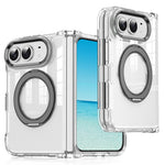 For iPhone Fold Case Rotating Magnetic Kickstand PC + TPU Four-Corner Air Cushion Drop Protection Phone Cover