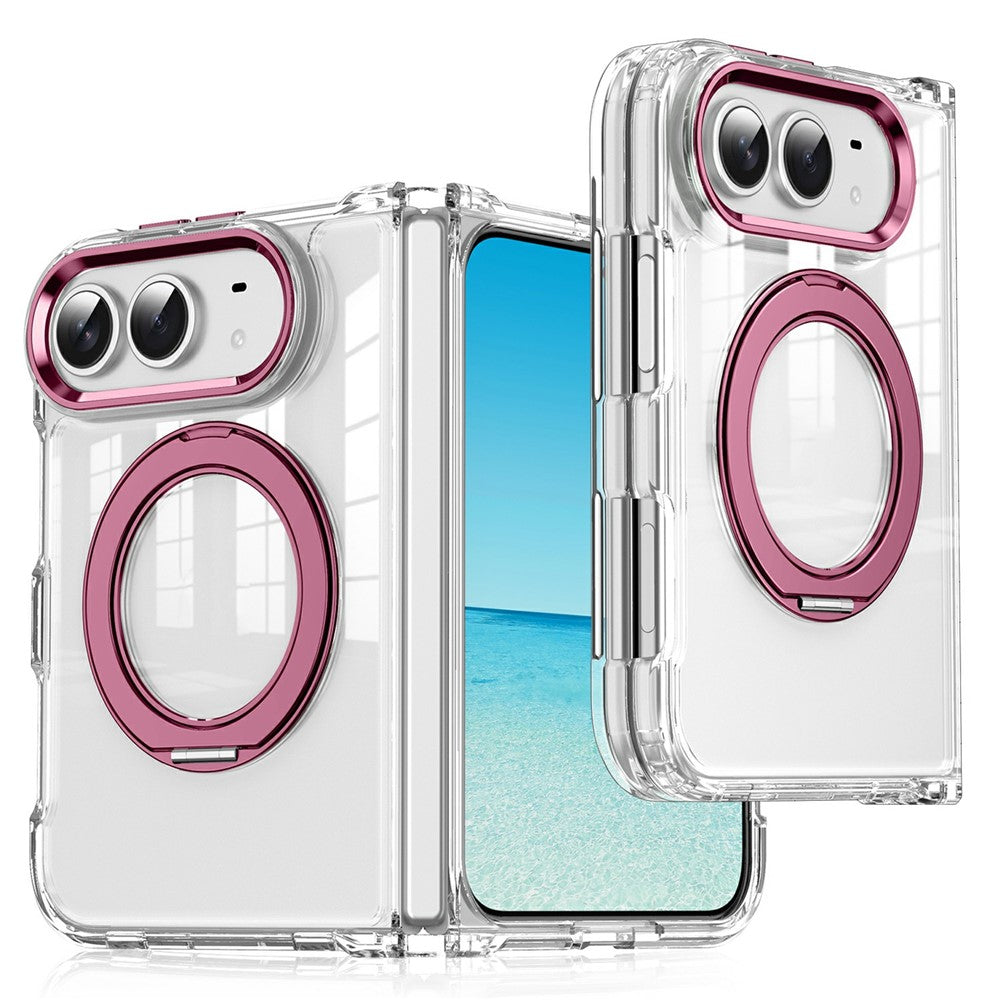 For iPhone Fold Case Rotating Magnetic Kickstand PC + TPU Four-Corner Air Cushion Drop Protection Phone Cover