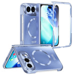 For iPhone Fold Magnetic Case Electroplated PC Shockproof Protective Cover with Tempered Glass Film