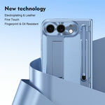 For iPhone Fold Case Kickstand Leather PC Phone Cover with Tempered Glass Film with Stylus