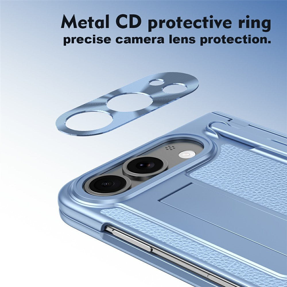 For iPhone Fold Case Kickstand Leather PC Phone Cover with Tempered Glass Film with Stylus
