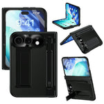 For iPhone Fold Case Kickstand Leather PC Phone Cover with Tempered Glass Film with Stylus