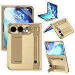 For iPhone Fold Case Kickstand Leather PC Phone Cover with Tempered Glass Film with Stylus