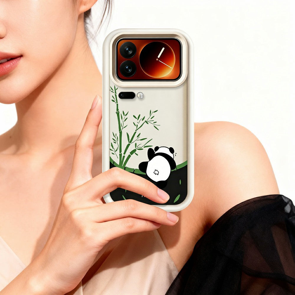 For Xiaomi 17 Pro Max Case Cartoon Panda Bamboo Pattern TPU Anti-Slip Protective Phone Cover