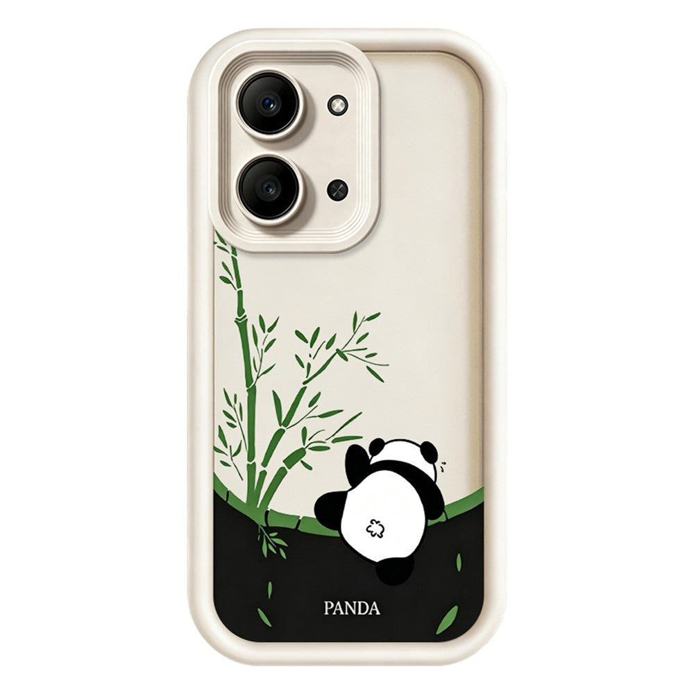 Xiaomi Redmi 15C 4G (EU) (173mm) / 15C 5G (EU) (173mm)-cover med tegnet panda- og bambusmønster, skridsikkert beskyttende TPU-mobilcover
