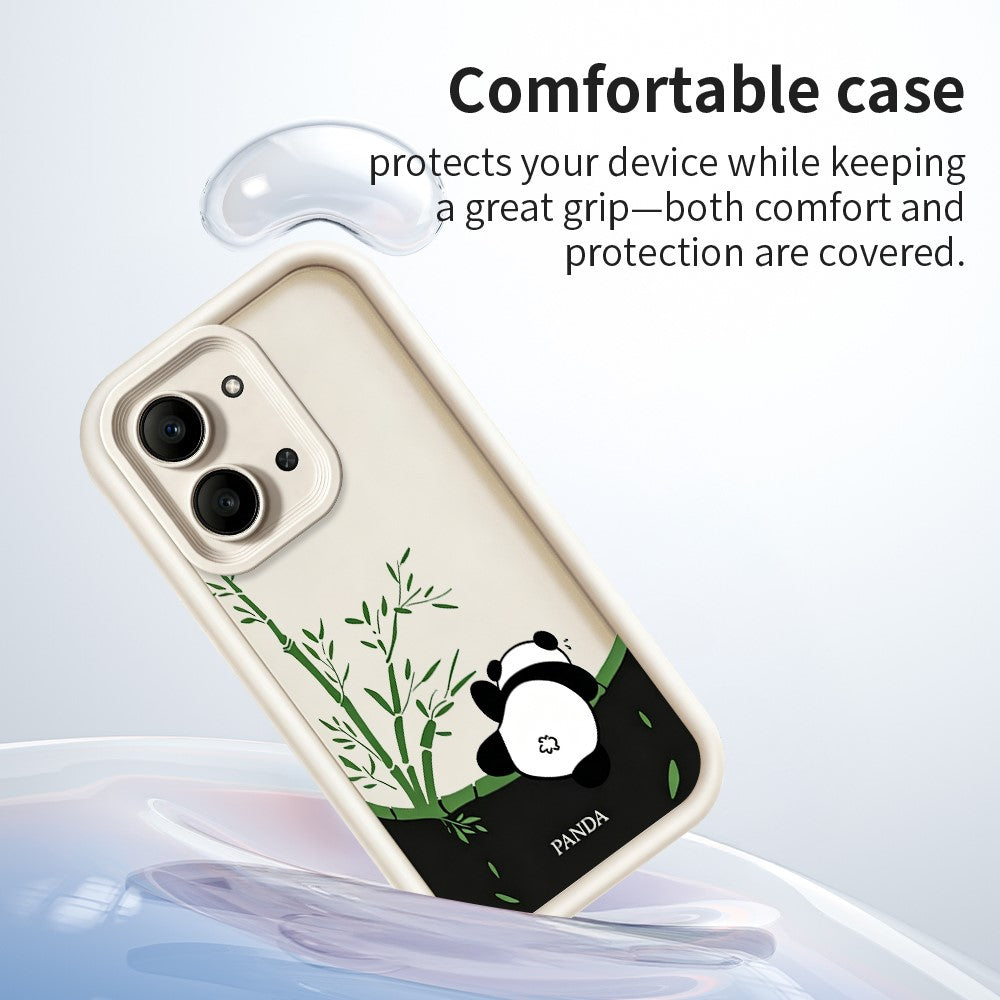 Xiaomi Redmi 15C 4G (EU) (173mm) / 15C 5G (EU) (173mm)-cover med tegnet panda- og bambusmønster, skridsikkert beskyttende TPU-mobilcover