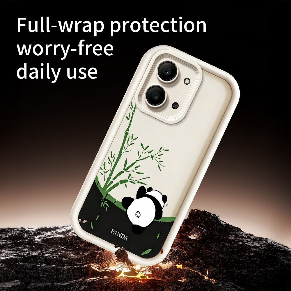 Xiaomi Redmi 15C 4G (EU) (173mm) / 15C 5G (EU) (173mm)-cover med tegnet panda- og bambusmønster, skridsikkert beskyttende TPU-mobilcover