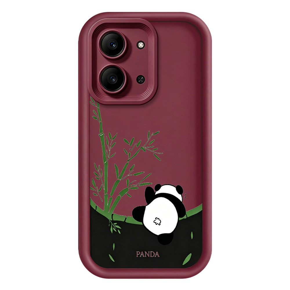 Xiaomi Redmi 15C 4G (EU) (173mm) / 15C 5G (EU) (173mm)-cover med tegnet panda- og bambusmønster, skridsikkert beskyttende TPU-mobilcover