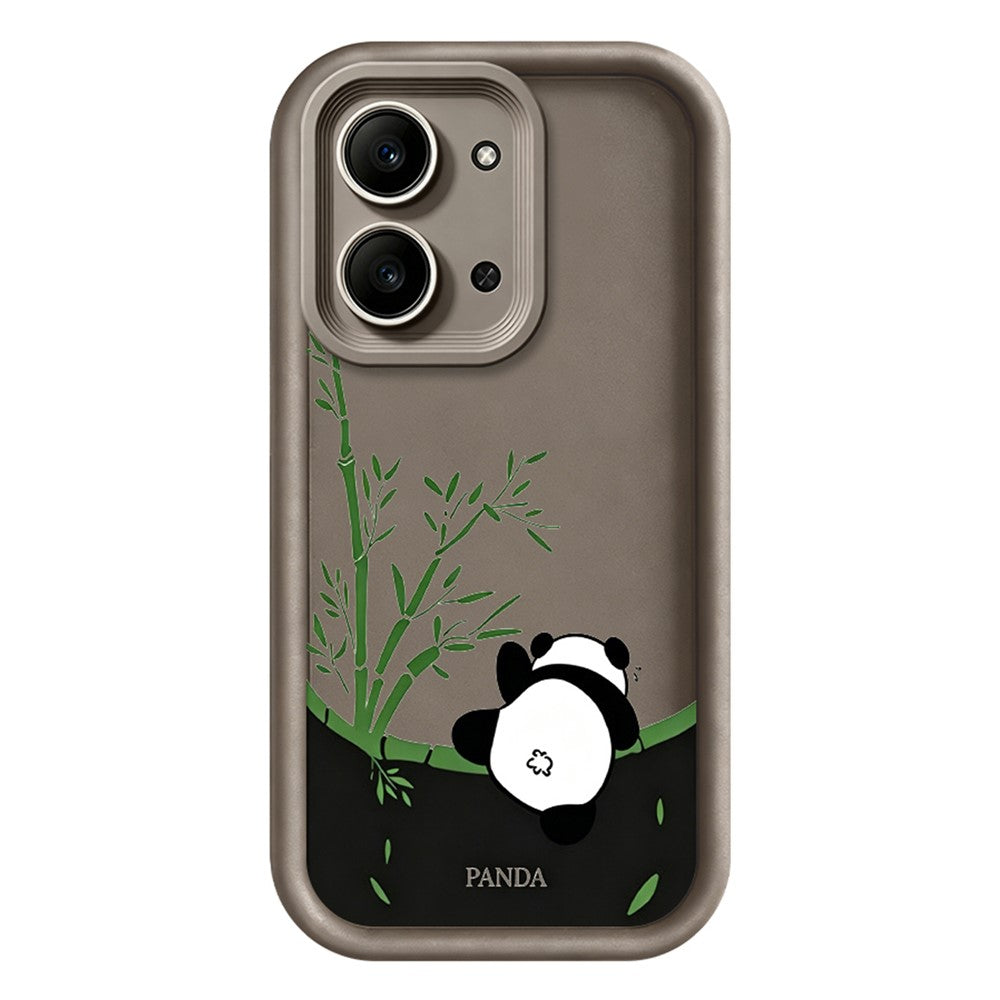 Xiaomi Redmi 15C 4G (EU) (173mm) / 15C 5G (EU) (173mm)-cover med tegnet panda- og bambusmønster, skridsikkert beskyttende TPU-mobilcover