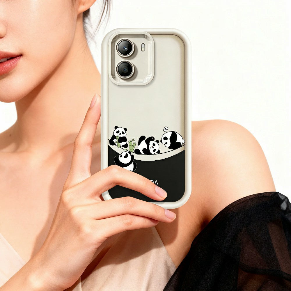For Xiaomi Poco X7 Pro 5G Case Four Cartoon Pandas Pattern Soft TPU Protective Phone Cover