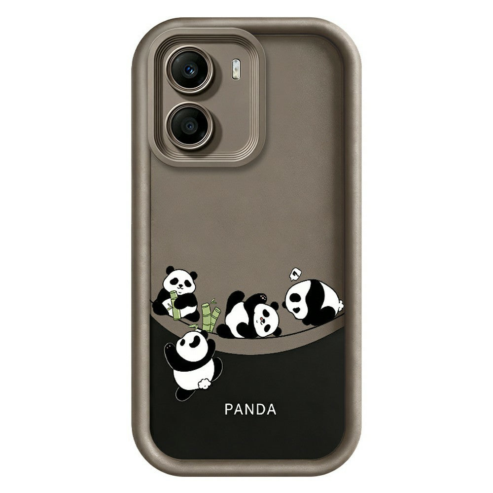 Xiaomi Poco X7 Pro 5G-skal med fyra tecknade pandor, mjukt TPU-skyddande mobilskal
