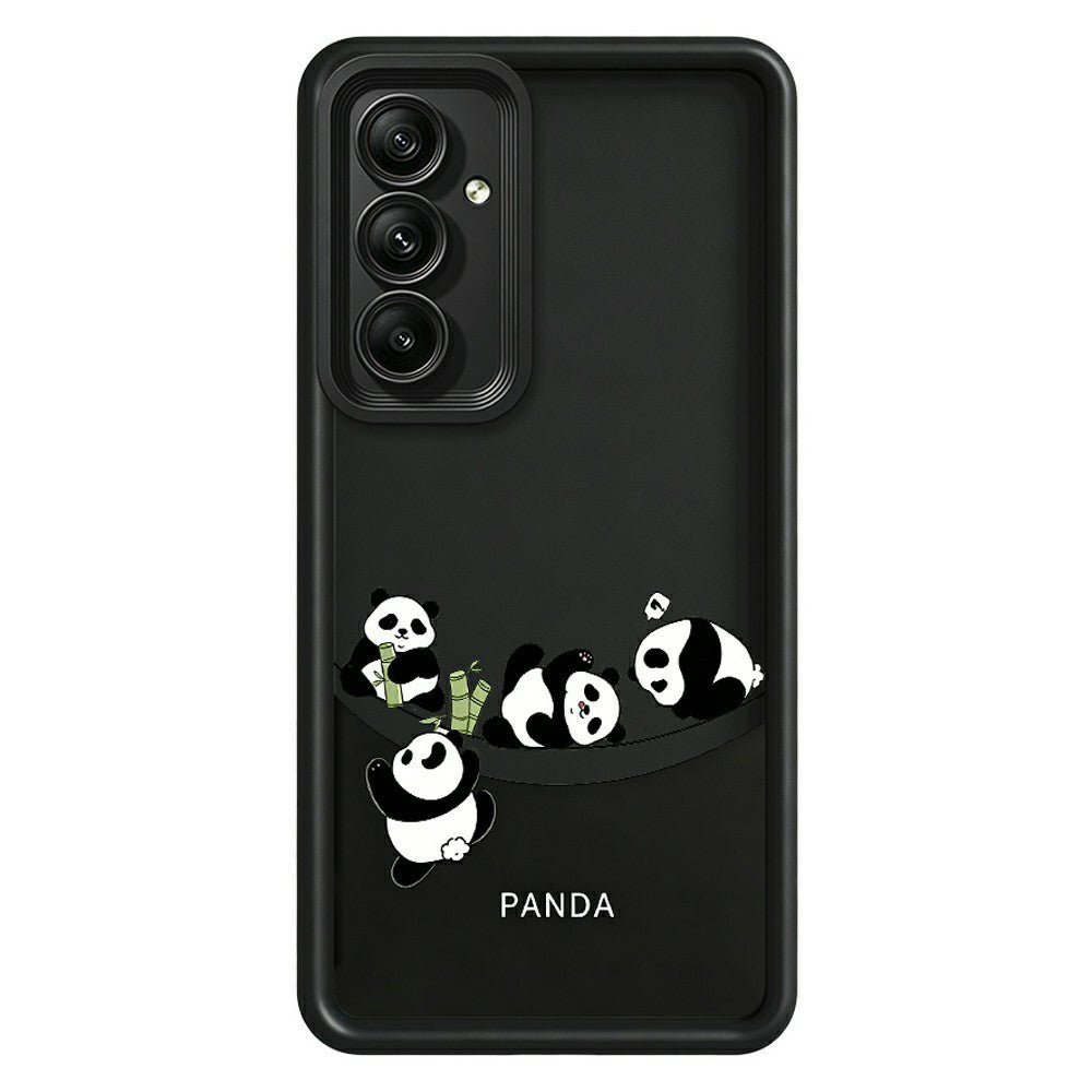 Samsung Galaxy A56 5G-skal med fyra tecknade pandor, mjukt TPU-skyddande mobilskal