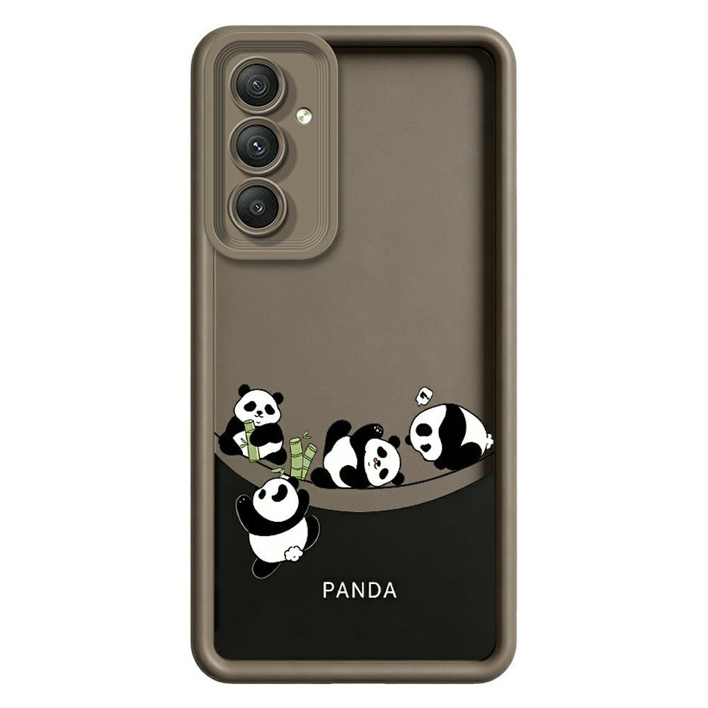 Samsung Galaxy A56 5G-skal med fyra tecknade pandor, mjukt TPU-skyddande mobilskal