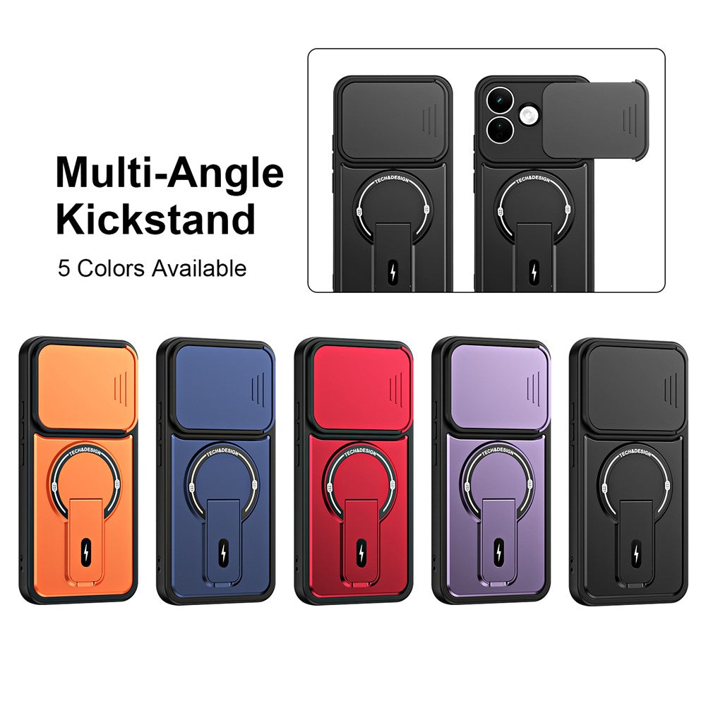 Phone Case with Slide Camera Cover for Xiaomi Redmi Note 17 4G (Global) / Note 17 (India / China) 5G / Note 17 5G (Global) , Kickstand Shockproof PC + TPU Matte Finish Shell