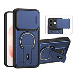 Phone Case with Slide Camera Cover for Xiaomi Redmi Note 17 4G (Global) / Note 17 (India / China) 5G / Note 17 5G (Global) , Kickstand Shockproof PC + TPU Matte Finish Shell