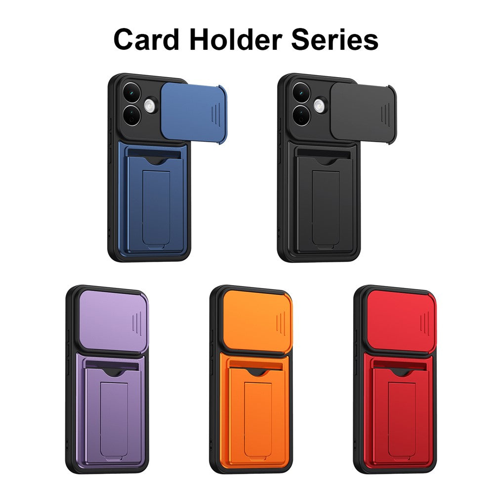 Phone Case for Xiaomi Redmi Note 17 4G (Global) / Note 17 (India / China) 5G / Note 17 5G (Global) , Lens Protection Kickstand PC + TPU Back Cover with Card Holder