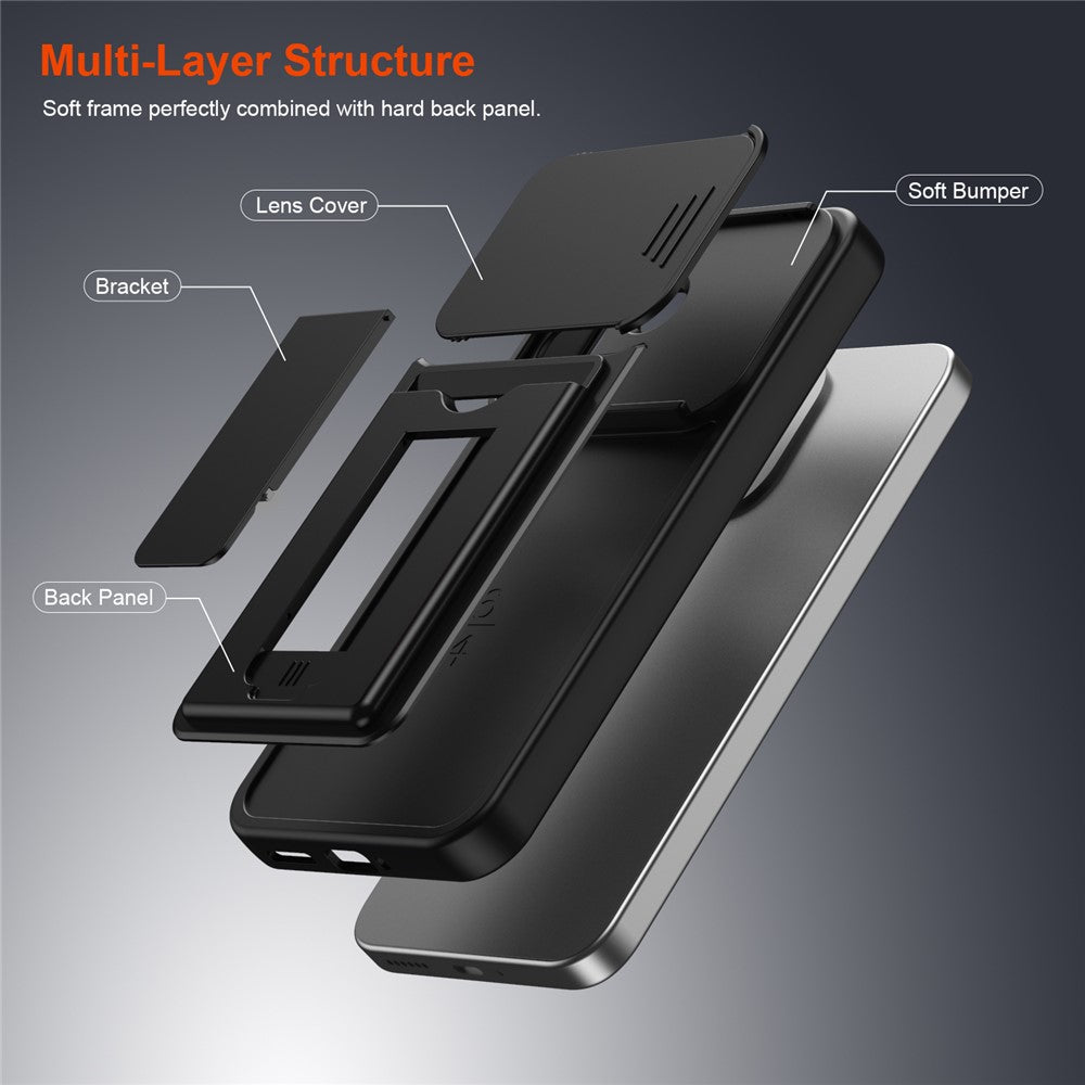 Phone Case for Xiaomi Redmi Note 17 4G (Global) / Note 17 (India / China) 5G / Note 17 5G (Global) , Lens Protection Kickstand PC + TPU Back Cover with Card Holder