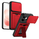 Phone Case for Xiaomi Redmi Note 17 4G (Global) / Note 17 (India / China) 5G / Note 17 5G (Global) , Lens Protection Kickstand PC + TPU Back Cover with Card Holder