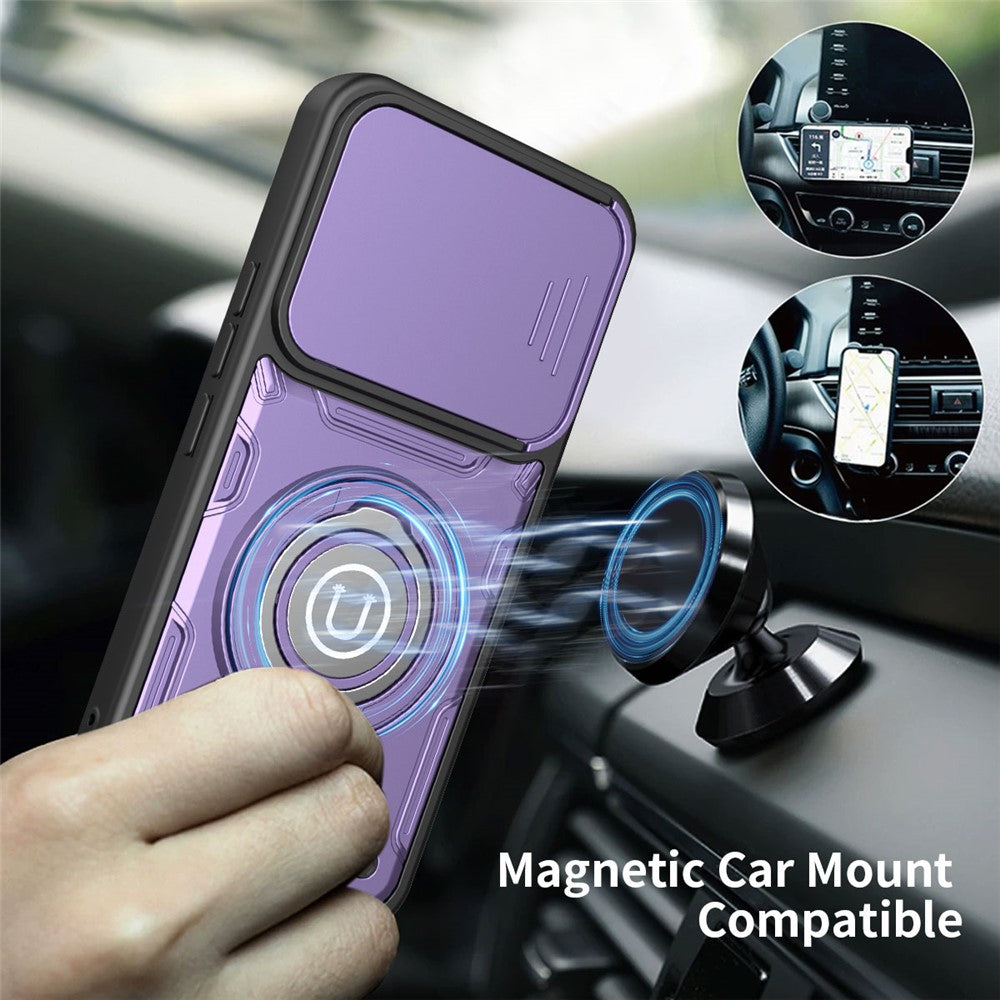Phone Case with Slide Camera Cover for Xiaomi Redmi Note 17 4G (Global) / Note 17 (India / China) 5G / Note 17 5G (Global) , Ring Kickstand PC + TPU Back Shell