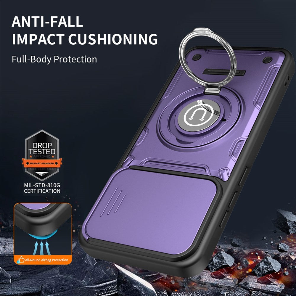 Phone Case with Slide Camera Cover for Xiaomi Redmi Note 17 4G (Global) / Note 17 (India / China) 5G / Note 17 5G (Global) , Ring Kickstand PC + TPU Back Shell