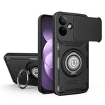Phone Case with Slide Camera Cover for Xiaomi Redmi Note 17 4G (Global) / Note 17 (India / China) 5G / Note 17 5G (Global) , Ring Kickstand PC + TPU Back Shell