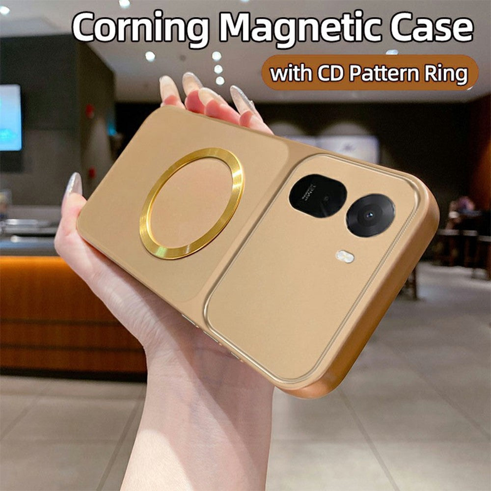 Magnetic Case For Xiaomi Redmi A7 Pro 5G  /  A7 Pro 4G (171.56mm)  /  Poco C85x 5G  /  C81 4G CD Pattern Ring Metallic Painted TPU Phone Back Cover