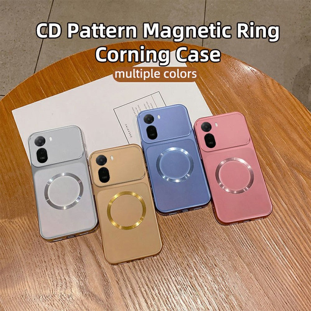 Magnetic Case For Xiaomi Redmi A7 Pro 5G  /  A7 Pro 4G (171.56mm)  /  Poco C85x 5G  /  C81 4G CD Pattern Ring Metallic Painted TPU Phone Back Cover