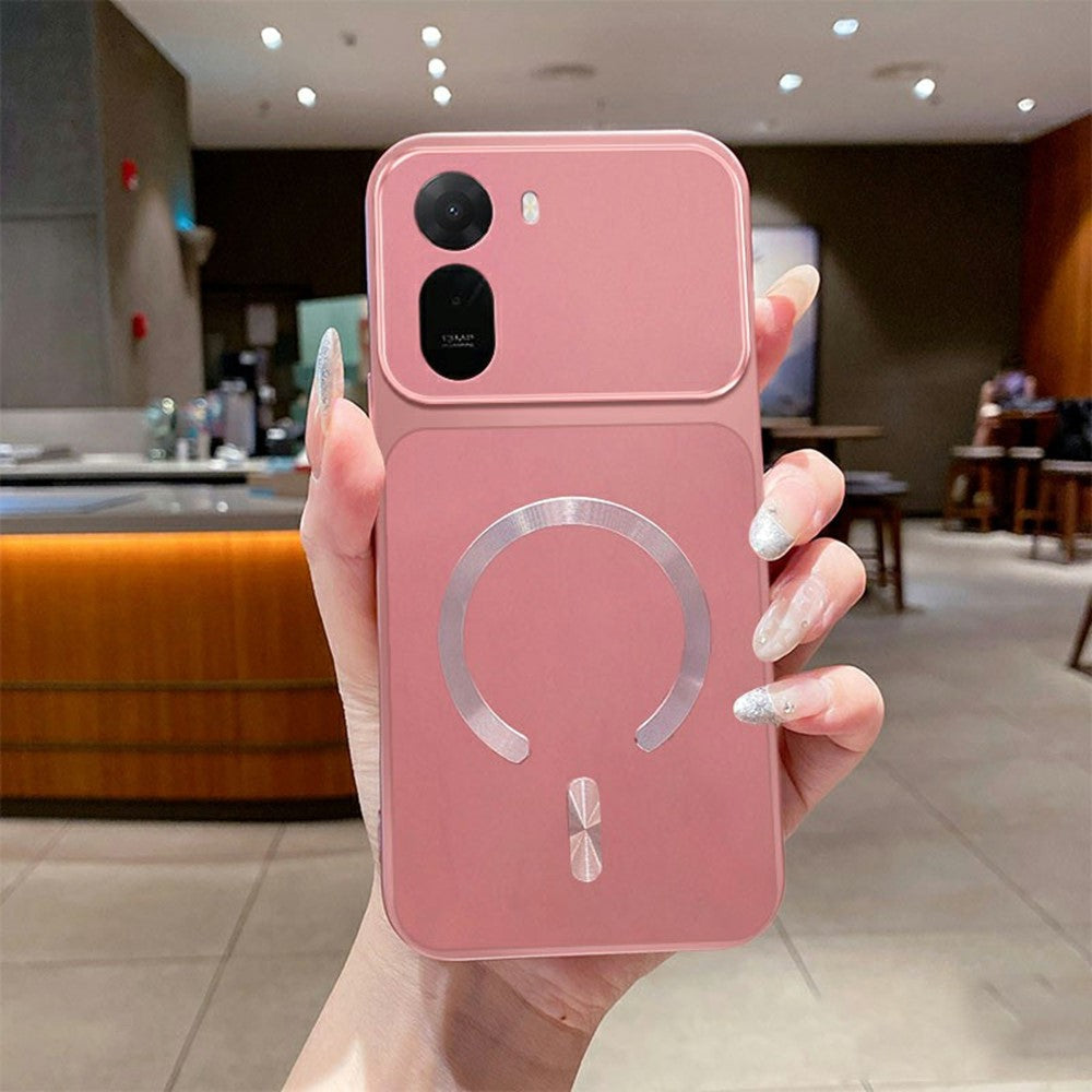 Magnetic Case For Xiaomi Redmi A7 Pro 5G  /  A7 Pro 4G (171.56mm)  /  Poco C85x 5G  /  C81 4G C-Shaped CD Pattern Ring with Tail Metallic Painted TPU Phone Back Cover